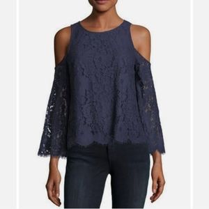 JOIE Abay Lace Cold Shoulder Top